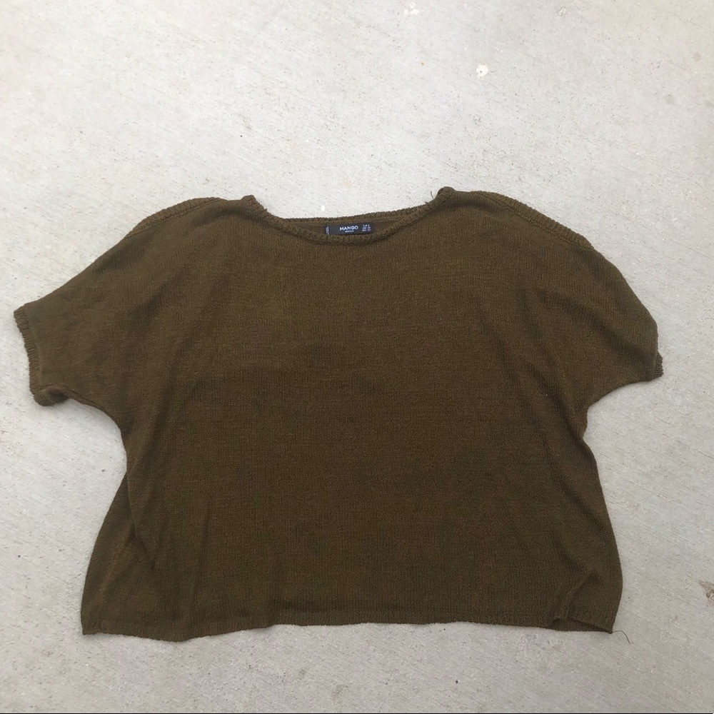 Green mango shoulder cut blouse
